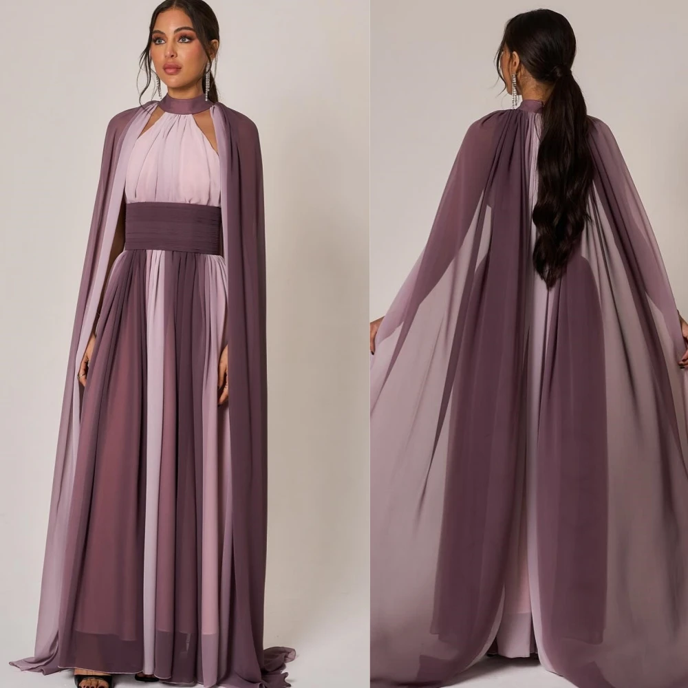  Длинное платье трапециевидной формы с драпировкой из джерси и высоким