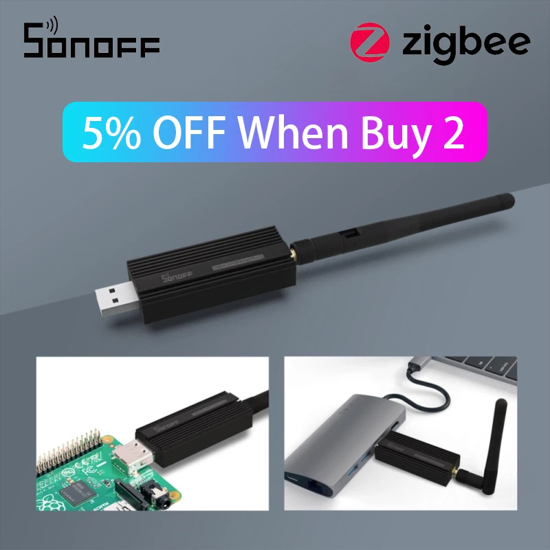 

SONOFF ZB Dongle-P Zigbee 3.0 USB Dongle Plus Smart Zigbee Gateway Analyzer Zigbee 2MQTT USB Interface Capture With Antenna