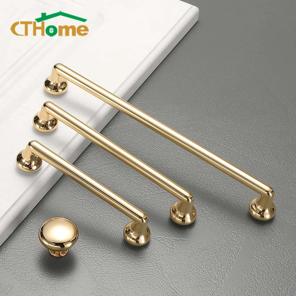 

Golden Handle Wardrobe Kitchen Cabinet Drawer Pull Luxury Simple Closet Zinc Alloy Door Handles Furniture Hardware 96/128/192mm