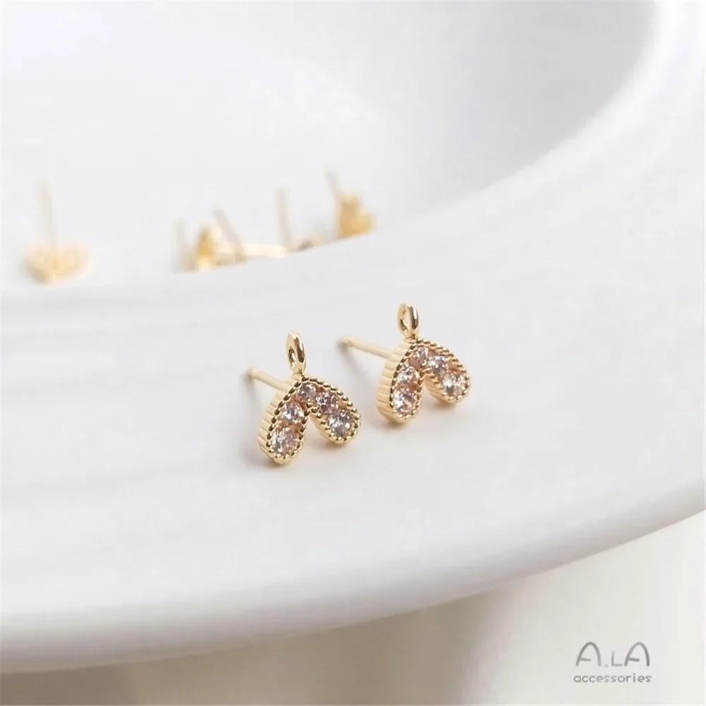 14-каратное позолоченное цирконом инкрустированное персиком серьги-гвоздики в