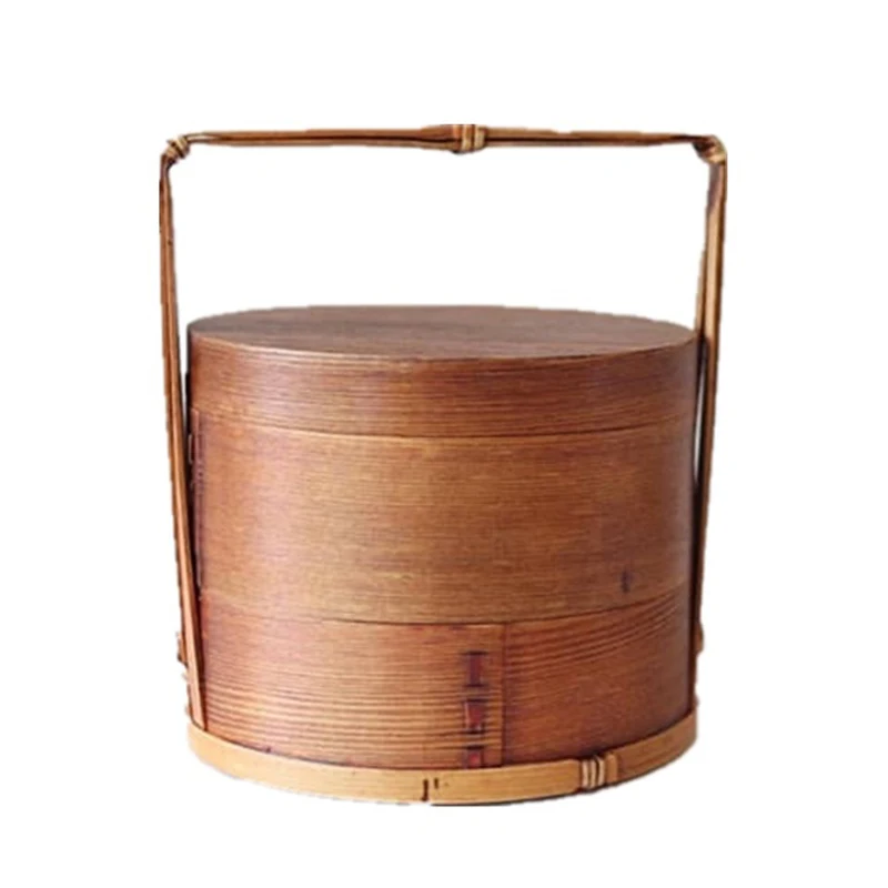 

2.1L Japanese-Style Lunch Box Wooden Portable Lunch Box Double-Layer Portable Picnic Food Storage Container Tableware