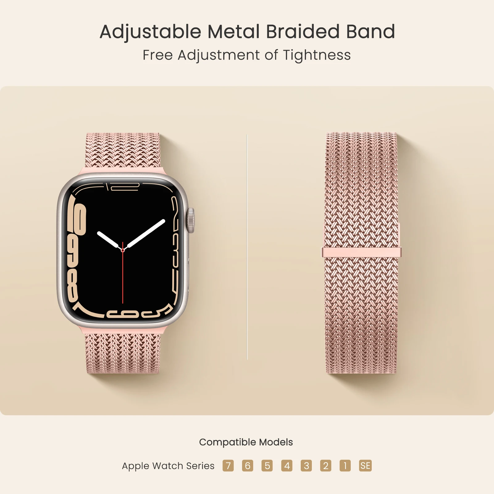 Фото Ремешок стальной в металлической оплетке для Apple watch 7 41 мм 45 мм, магнитный браслет для iWatch 6 5 4 3 2 1 SE 44 мм 40 мм 42 мм 38 мм №3