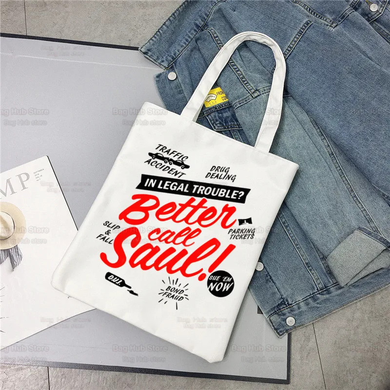 

Better Call Saul Reusable Shopping Bag Women Canvas Tote Bags TV Series Breaking Eco Bag Cartoon Shopper Shoulder Bags