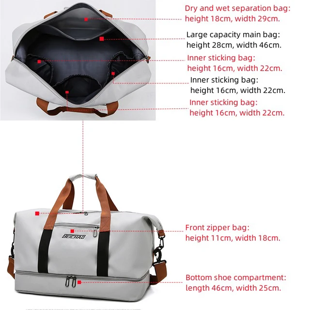 Men Travel Yoga Gym Bags Fashion Sports Fitness Shoulder Bag Waterproof Messenger Dry and Wet Luggage Pack for Male Women Female 3