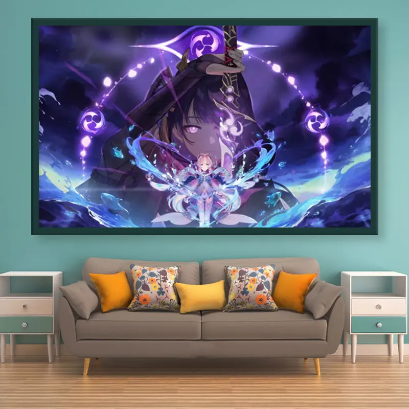Японское аниме популярный постер воздействия Genshin фигурка Керри чжунглли холст