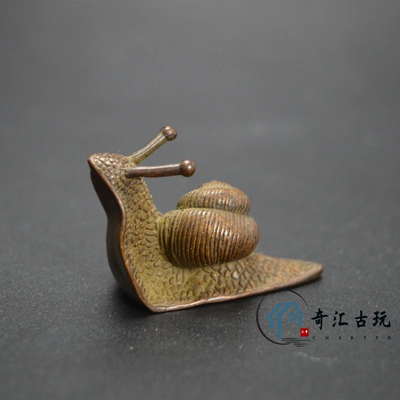 

Antique Copper Solid Bronze Small Snail Ornament Tea Pet Pocket Mini Version Of The Bronze Antique Tea Pet Micro -Carving Handle