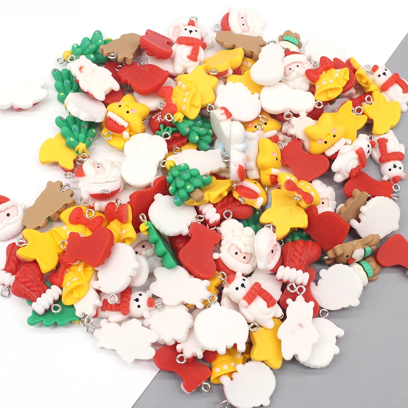 Оптовая продажа 10/30/50 шт. Рождественские Подвески из смолы Санта/полярный