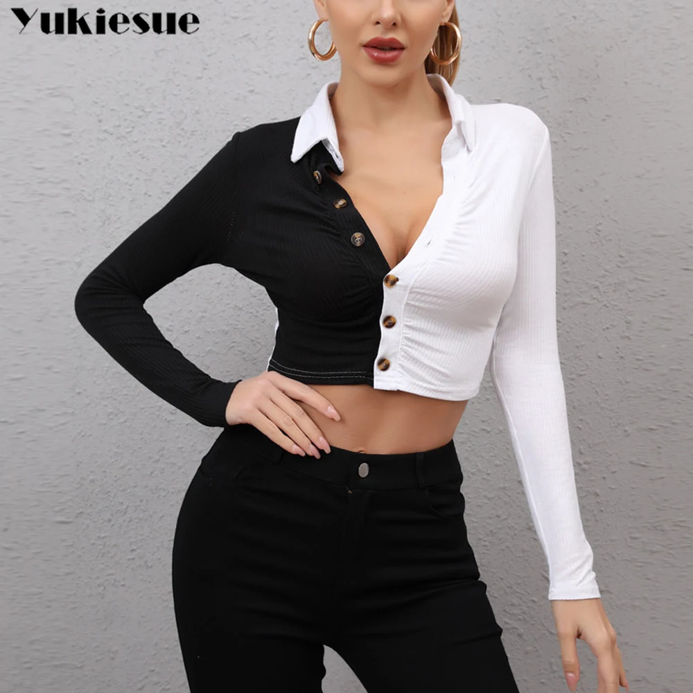 

harajuku black white patchwork summer tshirts for women crop Top female T-shirt women's t-shirt roupas femininas tops t shirt
