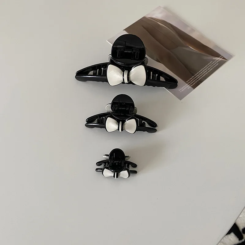 

French Elegant Bowknot Hair Claw For Women Girls Sweet Mini Acetate Hair Clip White Black Large Hair Claws Hair Clamps Headwear