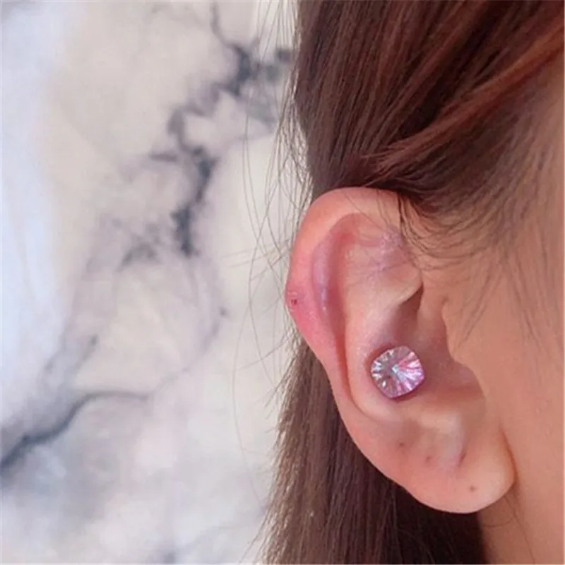 

Trendy Big Colorful Square Zircon Earrings Stainless Steel Geometric Stud Ear Jewelry Party Gifts 2pcs For Women Girls