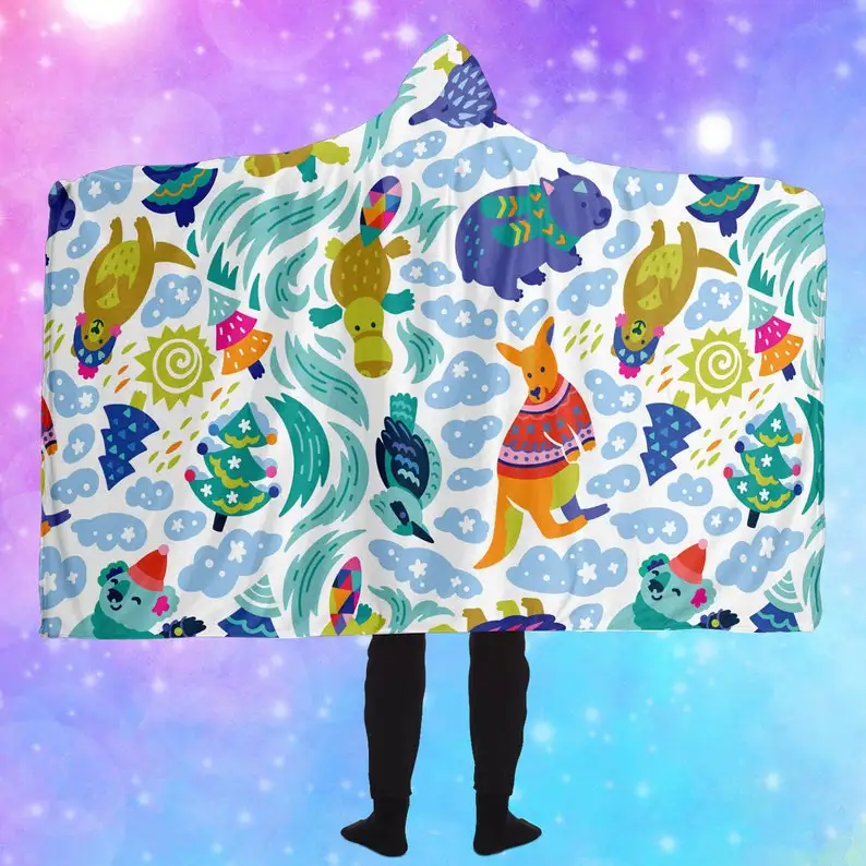 

Cute Winter Animals Hooded Blanket // Funny Animal Throw // Adorable Animal Blanket // Dreamy Fantasy Home Wear