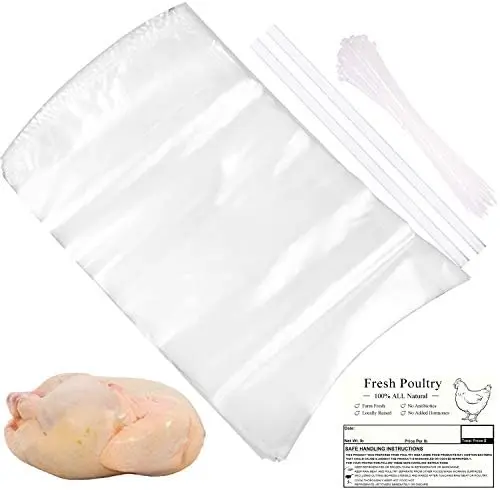 

Turkey Poultry Shrink Bags,50Pcs 16x30 Inches Clear Poultry Heat Shrink Bags BPA Free Freezer Safe with Freezer Labels,Zip Ties,