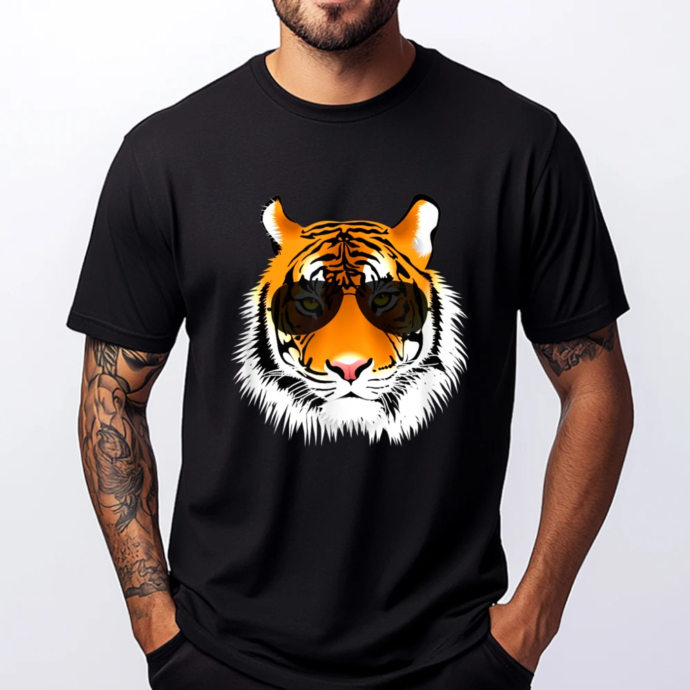Крутой кот-тигр с дизайном мужская одежда больших размеров женские прочные и