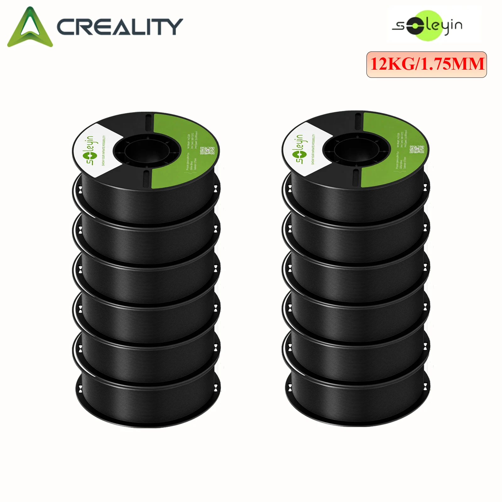 Фото Официальный филамент Creality Soleyin Ultra PLA, 12 кг, 1,75 мм, скорость 300 мм/с, точность 0,02 мм, быстрое охлаждение, для 3D-принтеров FDM №1