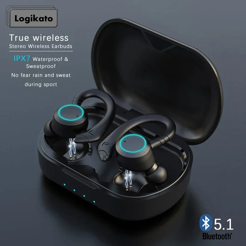 

Bluetooth-наушники Logikato с двумя ушками, IPX7, водонепроницаемые