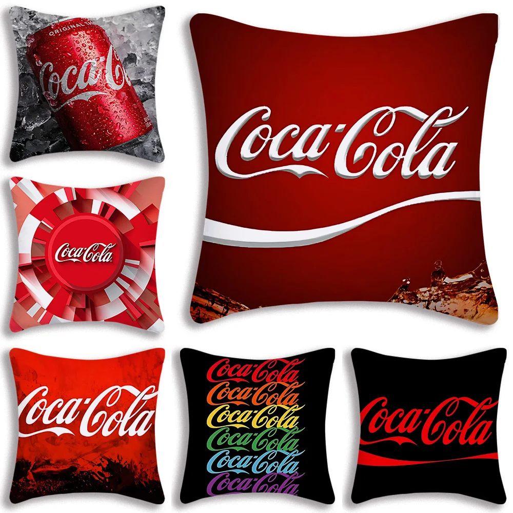Pillow Covers Cartoon C-Cocas C-Colas Sofa Decorative Home Double-sided Printing Short Plush Cute Cushion Cover