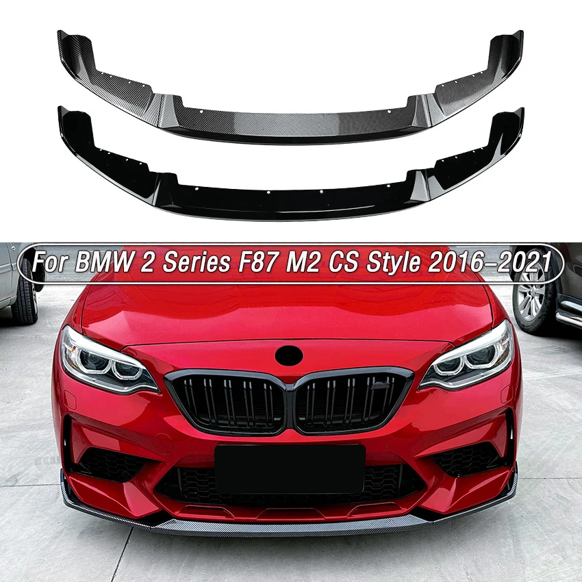 

Черные глянцевые передние бамперы для BMW 2 серии F87 M2 CS Style 2016-2021, сплиттер, рассеиватель губ, комплект кузова, спойлер, защита