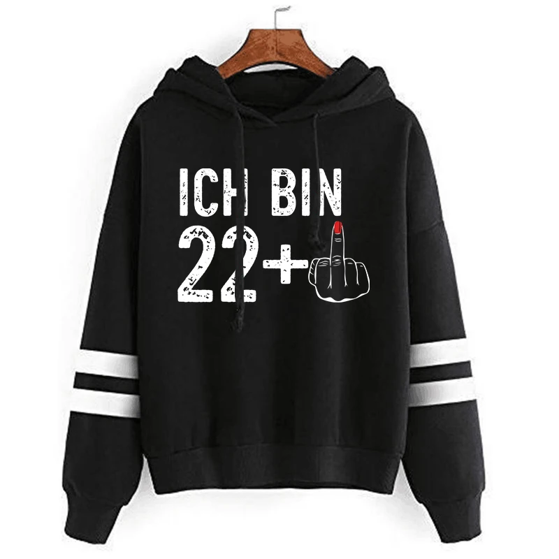 

Одежда для гранжа среднего пальца Y2k, свитшот с длинным рукавом для мужчин и женщин, уличная одежда в стиле хип-хоп, шикарные худи в подарок на день рождения ICH BIN 22 Plus