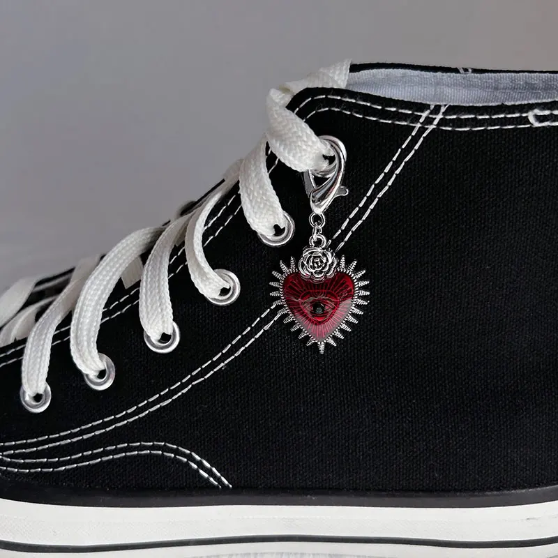 Enamel Goth Rose Flowers Heart Shoe Buckles Turkish Evil Eye Pendant For Shoes Gothic Punk Jewelry Accessories Wholesale Gifts
