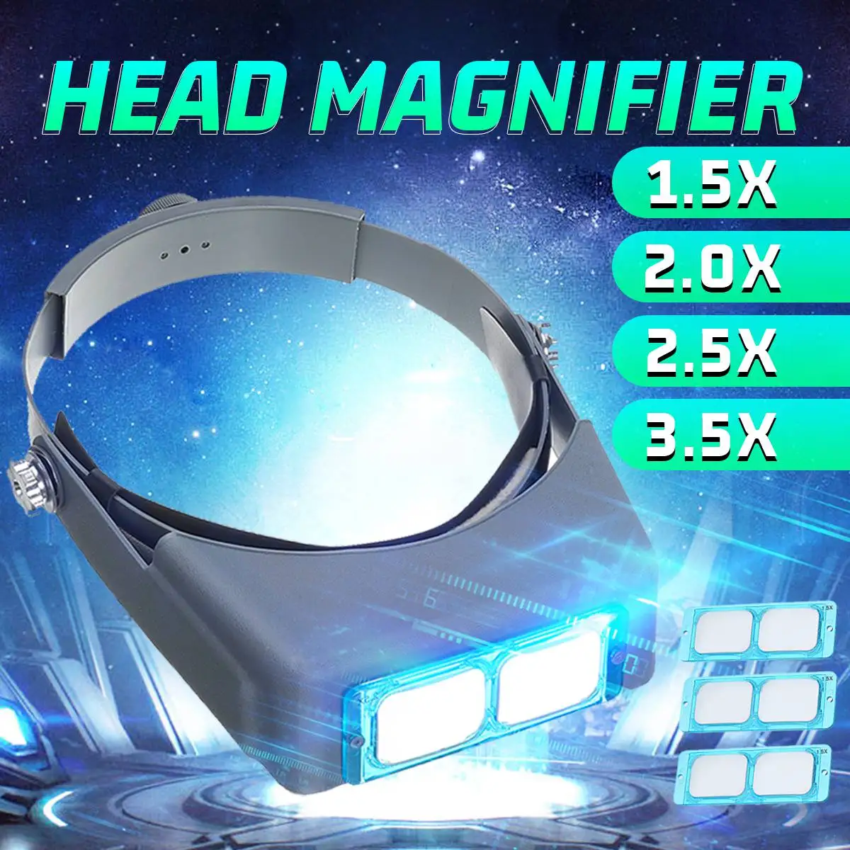 

Head Wearing Magnifier Optivisor Lens Glasses Magnifying Visor Headband with 4 Lenses for Jeweler Tool Repair Reading Welding