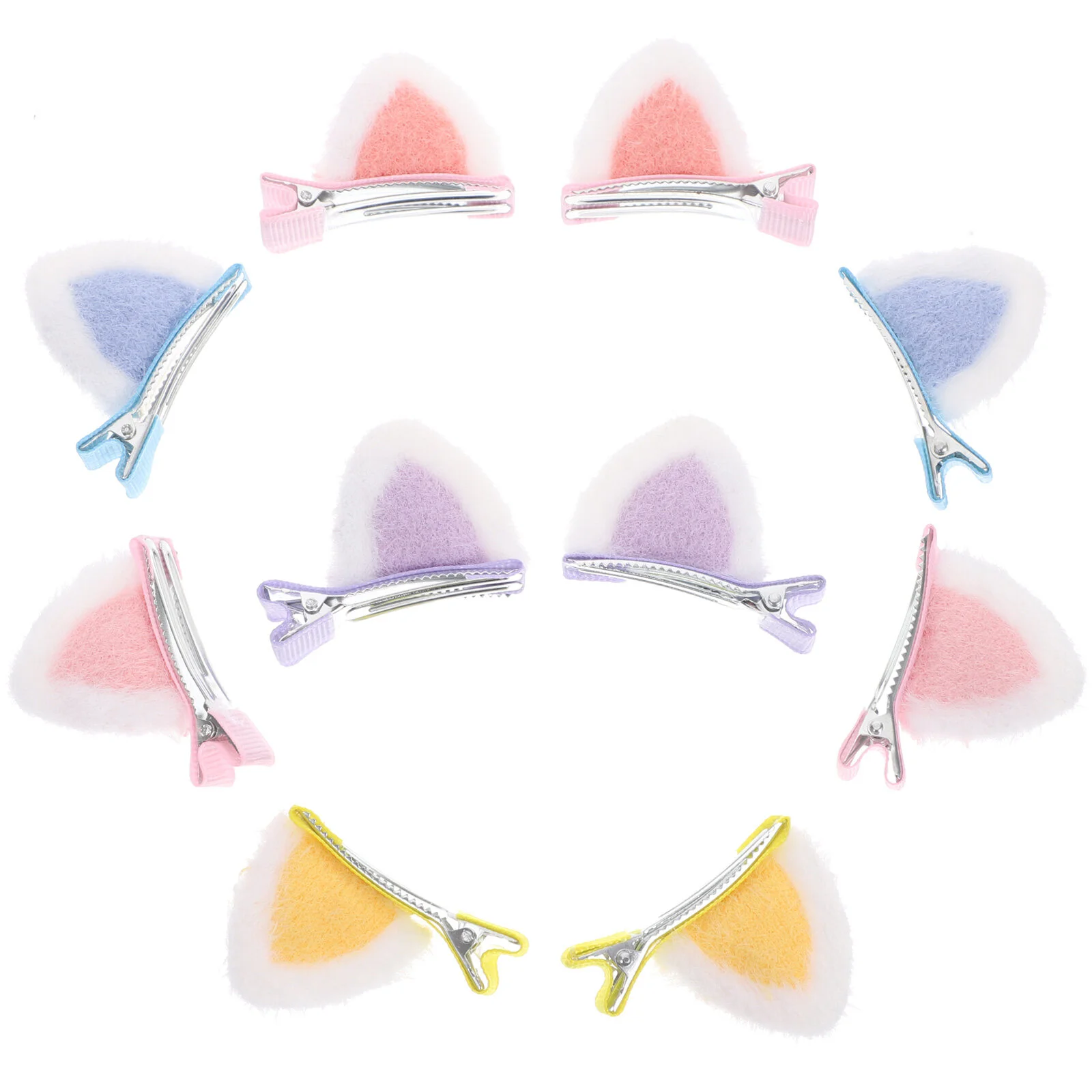 

5 Pairs Fox Plush Cat Ear Hairpins Kids Tiaras Cute Animal Fabric Barrettes Headdress Baby Girls