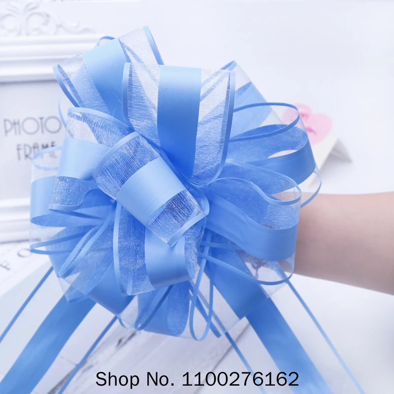 

20 PCS White/silver/pink Extra Large Snow Yarn Pull Bow Ribbon for Gift Packing Party Festive Wedding Car Door Handle Decoration