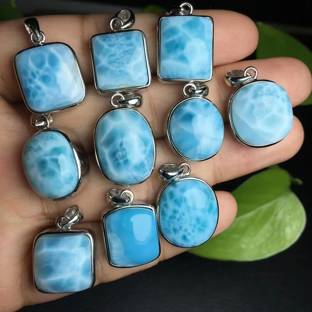 

Женский Овальный Кулон-Кабошон из серебра 925 пробы с натуральным ларимаром