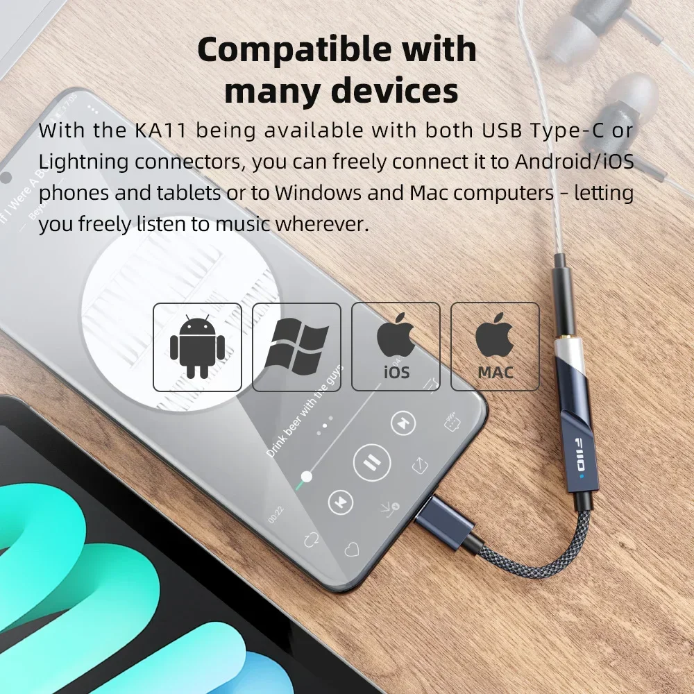 Фото FiiO JadeAudio KA11 USB ЦАП Усилитель Hi-Res Audio Type-C на адаптер 3,5 мм USB-ключ DAD256 hidizs №3
