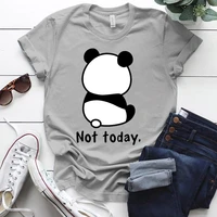 cute panda not today printed t shirts for women short sleeve funny round neck tee shirt casual summer tops