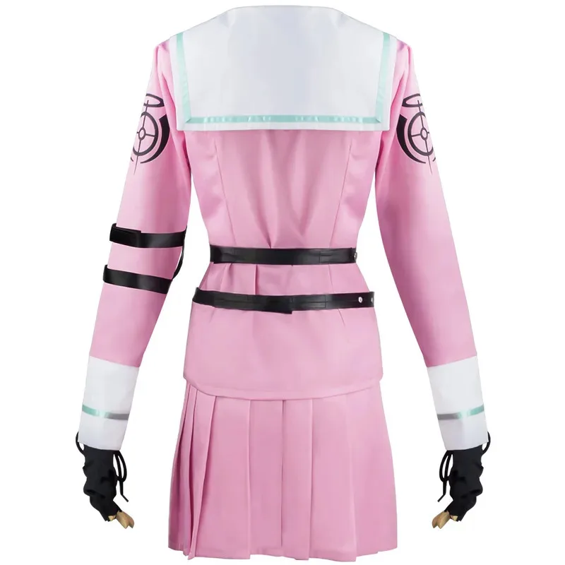 Фото ABC123Anime Danganronpa V3 Miu Iruma Розовая униформа для девочек Одежда с черным поясом и бантом JK Костюмы для косплея Хэллоуин Outfx; 3,f'6,h.7;j №4