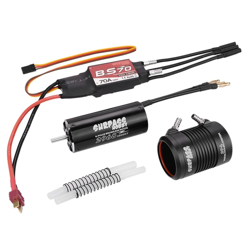 

SURPASS HOBBY Moteur DIY 600-800Mm RC Boat Parts 2968 2800KV Brushless Motor 70A Waterproof ESC Water Cooli For RC Boat Motor