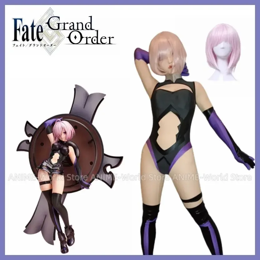 Фото Аниме Fate Grand Order Mash Kyrielight сексуальная униформа косплей костюм парик для Хэллоуина №1
