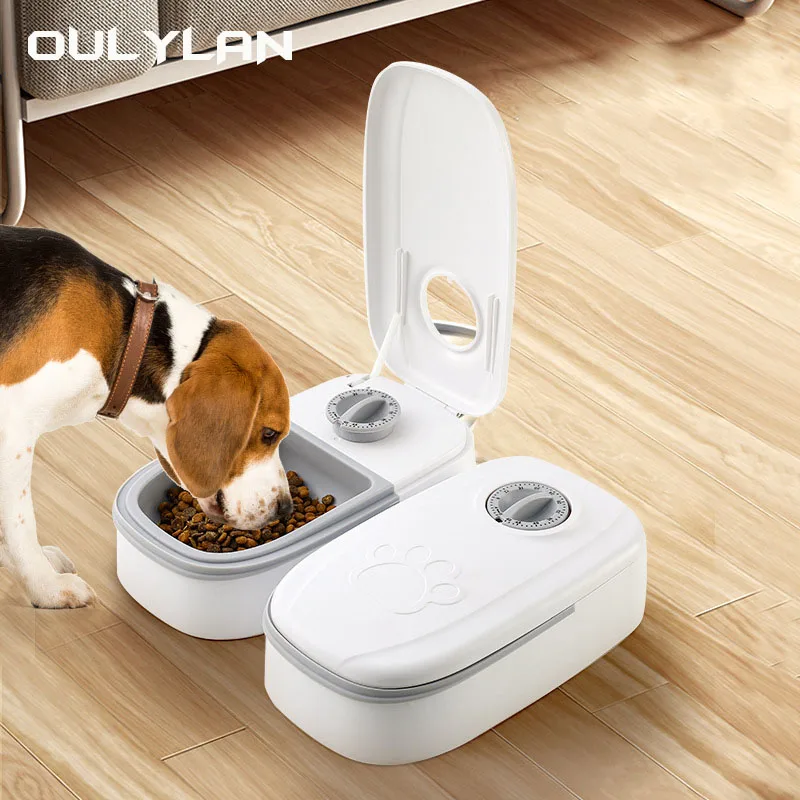 

Oulyaln автоматическая кормушка для кошки умный таймер для домашних питомцев, диспенсер для кошачьего корма, автоматическая кормушка для кошек и собак, двойная кормушка для собак