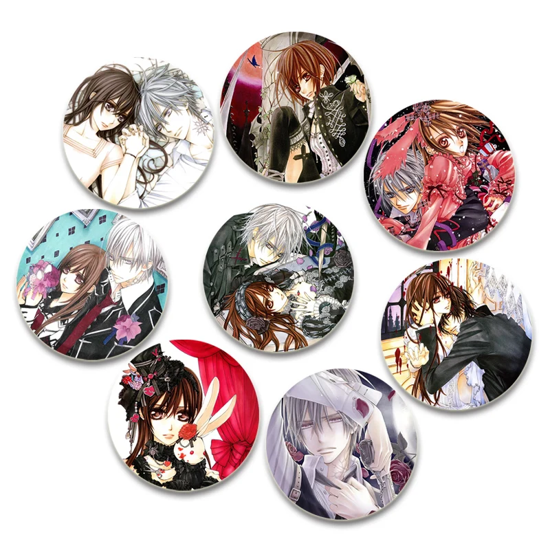 Vampire Knight Enamel Pins 32/44/58mm Anime Brooches Kiryu Zero Kuran Yuki Cartoon Badge Backpack Hat Jewelry Accessories Gifts