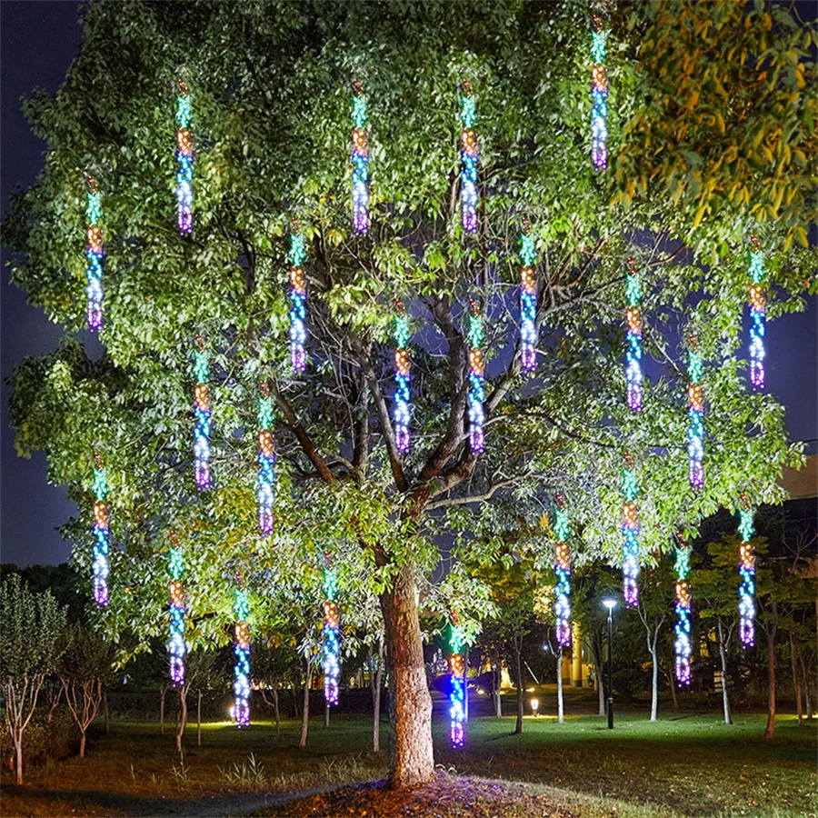 3 IN1 360LED New Year Christmas Firecrackers String Lights Outdoor Meteor Shower Fairy Garden Lights Garland for Holiday Decor