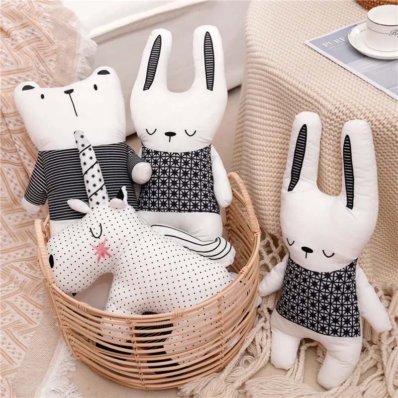 

Новинка, кролик в скандинавском стиле, единорог, белый медведь, плюшевая подставка для дивана, декоративная ткань, удобный праздничный пода...