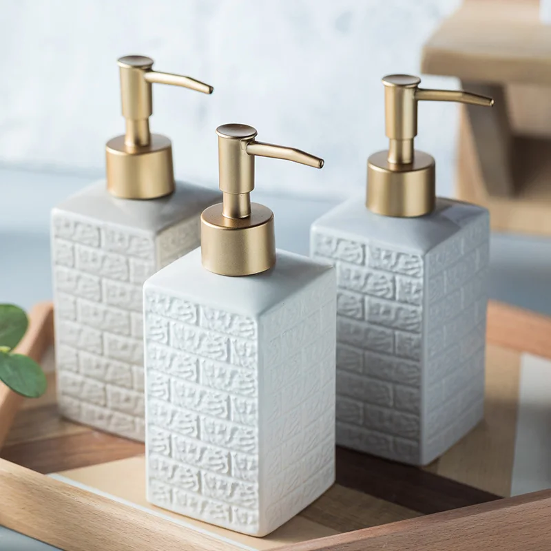

Bathroom Decoration Accessories Ceramic Soap Dispenser Creative Simple Ceramic Shampoo Dispenser Kitchen Hand Sanitizer Bottle