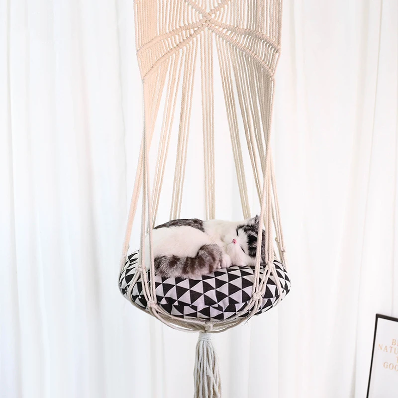 Подвесная кошачья корзина мягкий удобный гамак ручной работы из хлопка с