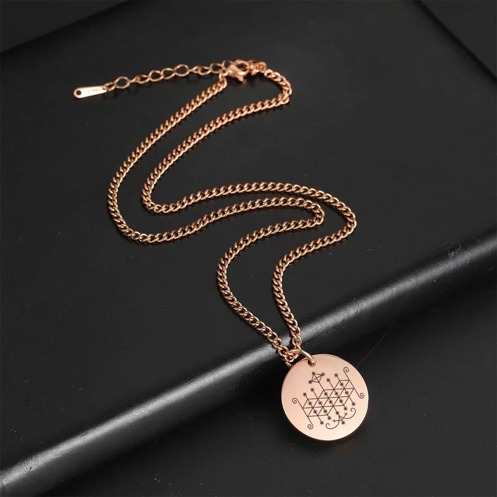 Veve of Ogoun Voodoo Amulet Подвеска Ожерелье из нержавеющей стали ювелирные изделия