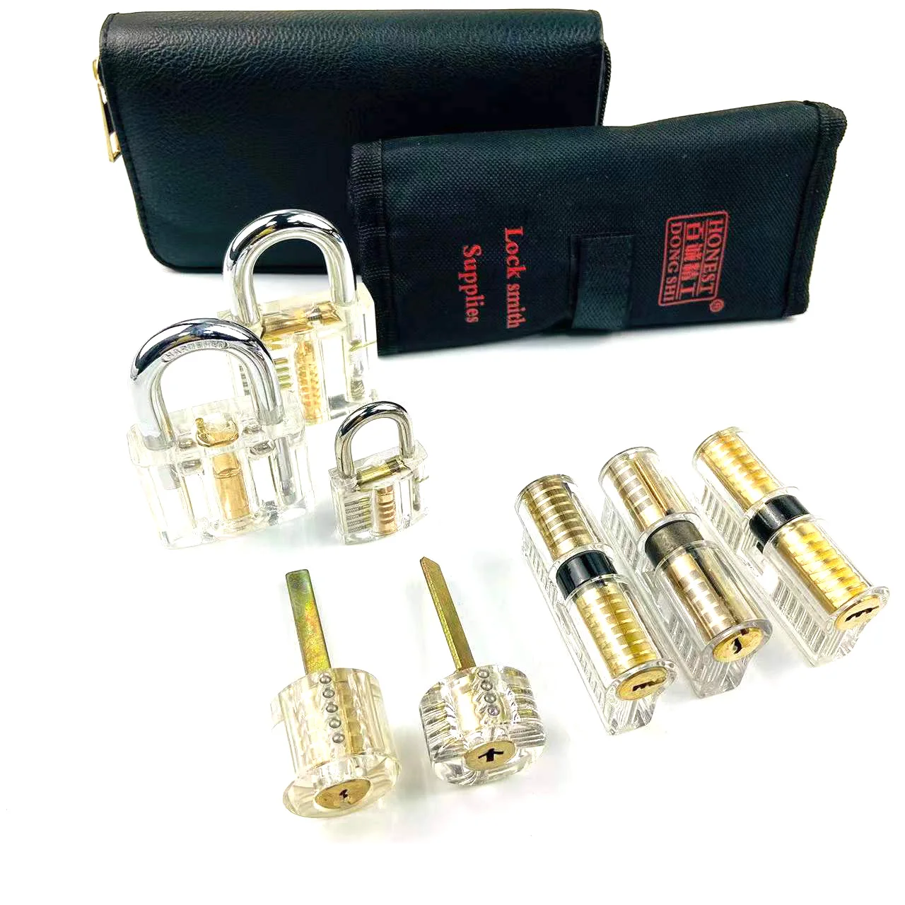 

Various Locksmith Set, and 8pcs Training Transparent Locks with Keys,Value Practice Set for Novice Locksmith Hobbyist