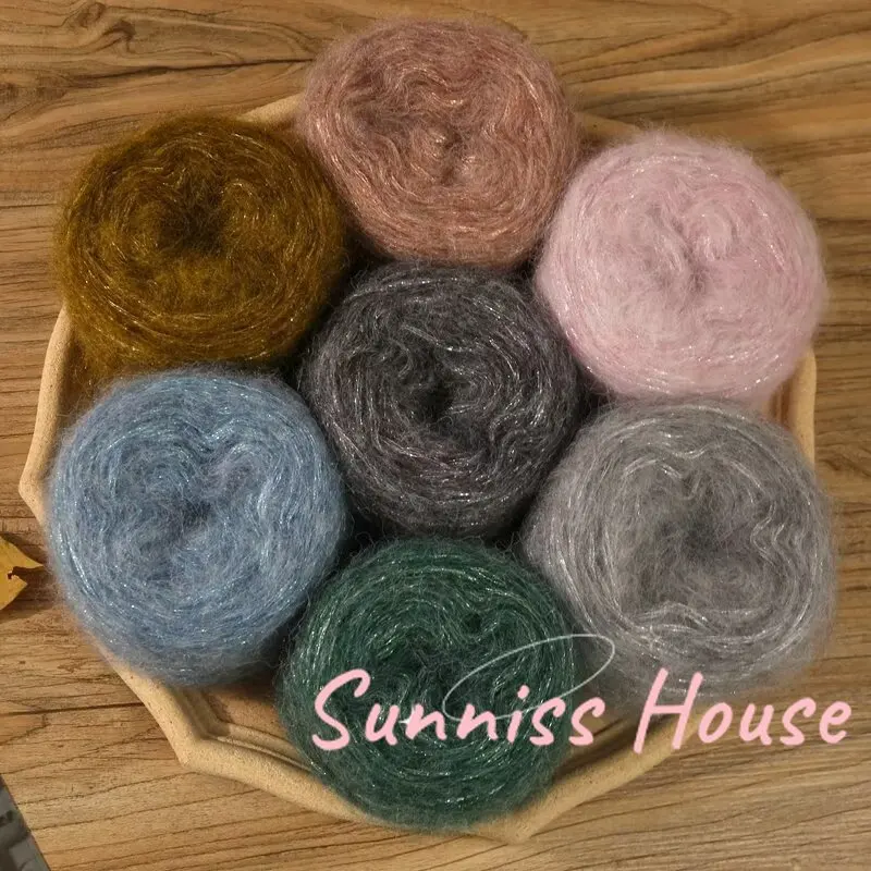 Фиригранная Золотая мохеровая пряжа пухлые мерцающие шерстяные мохеровые