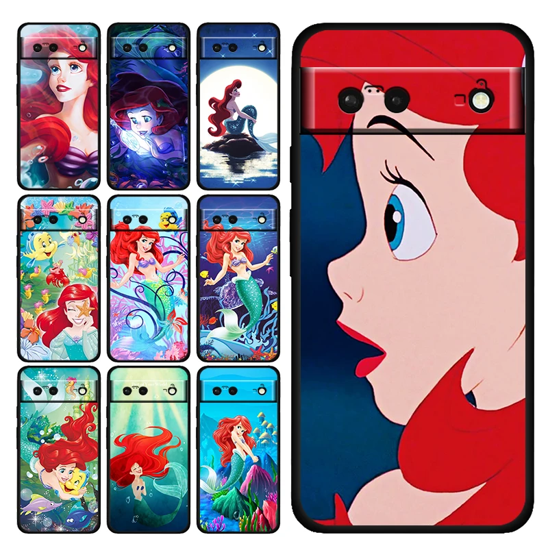 

Anime Little Mermaid Shockproof Case for Google Pixel 7 6 Pro 6a 5 5a 4 4a XL 5G Silicone Soft Black Phone Cover Capa