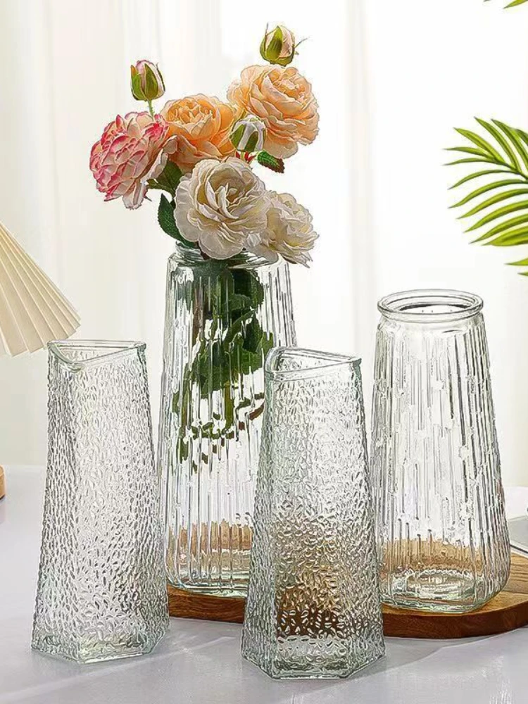 

Transparent vase, European style retro hydroponic glass vase, light luxury, dry vase, living room decoration