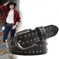 vintage punk rivet genuine leather belt for women men high quality width lady belts female strap women cowskin belt for jeans
