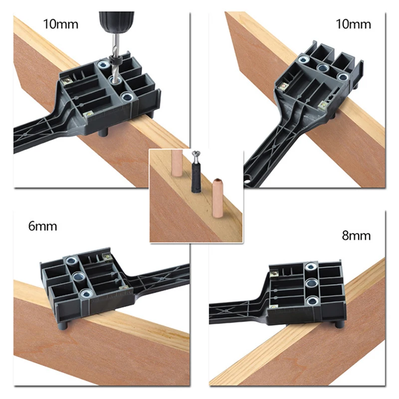

Doweling Jig Drill Guide 6/8/10mm Puncher Positioning Hole Locator Woodworking Handheld Drill Guide Carpentry Dowel Joints Tools