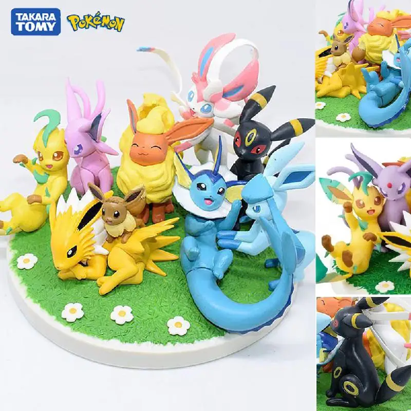 

Pokemon Figures Toys Scene 9 Eevee Family Evolutionary Forms Anime Figure Model Toys Ornaments
