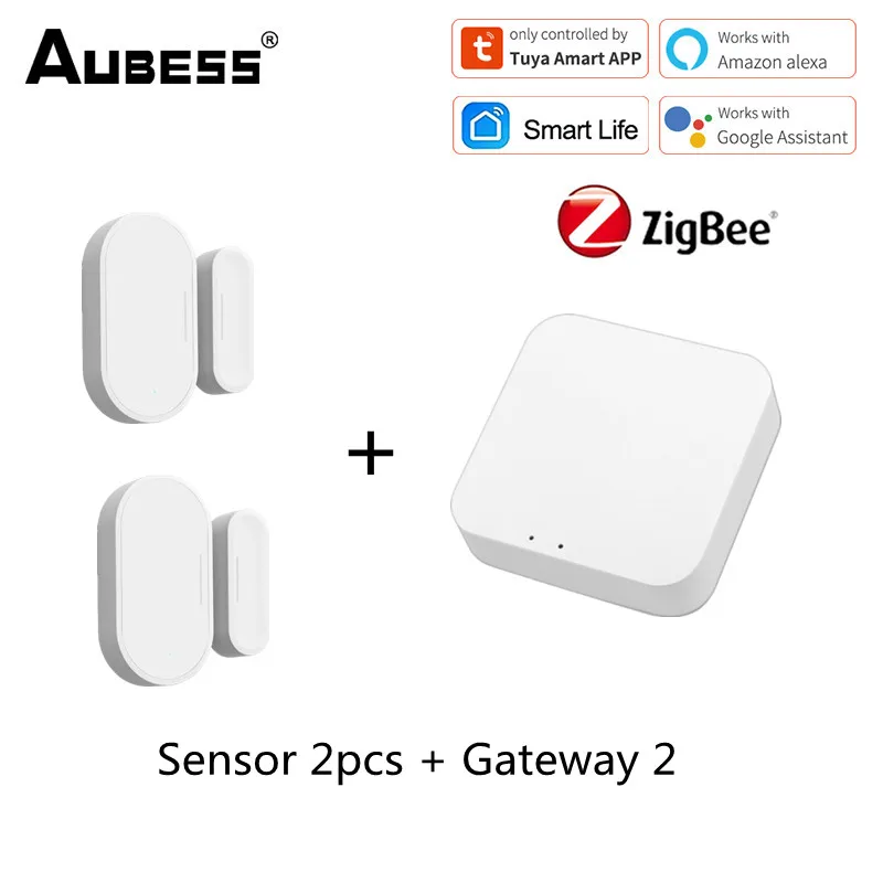 

Aubess Tuya Gateway Door Sensor Smart Door Open/Closed Detectors Smart Life APP Window Sensor Work With Alexa Google Home