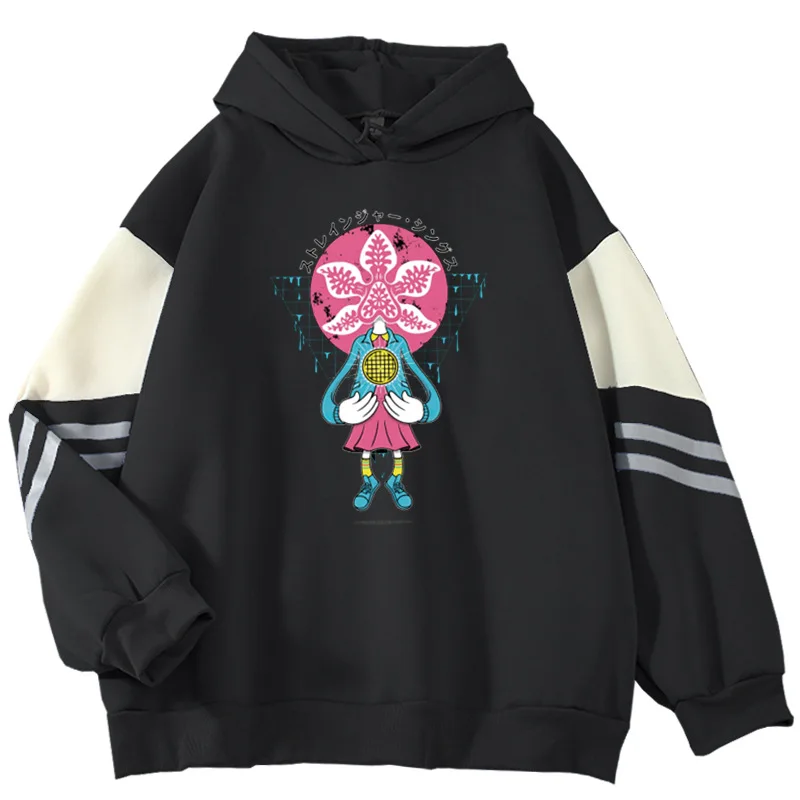 

New Anime Stranger Things Season Men's/Women Colorblock Hoodie Trend Pullover Unisex Streetwear Sweatshirt Oversize Tee Top