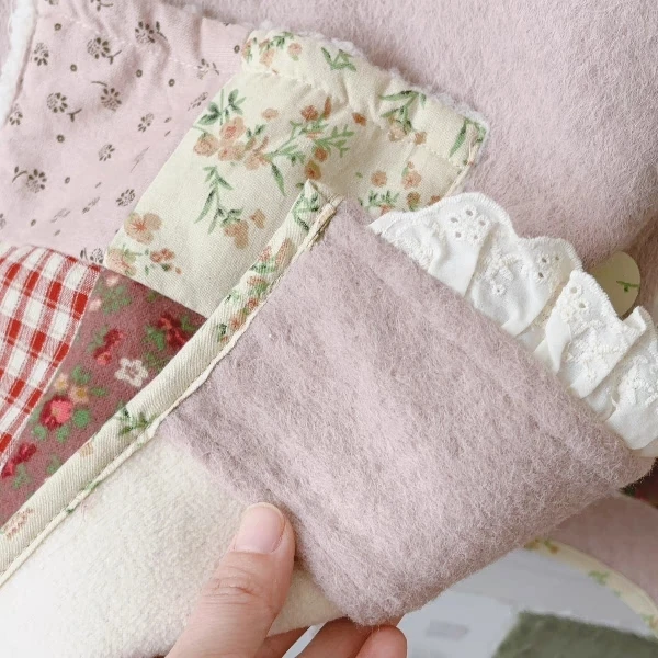 Винтажное милое короткое пальто из смесовой шерсти с рюшами и кружевной вышивкой