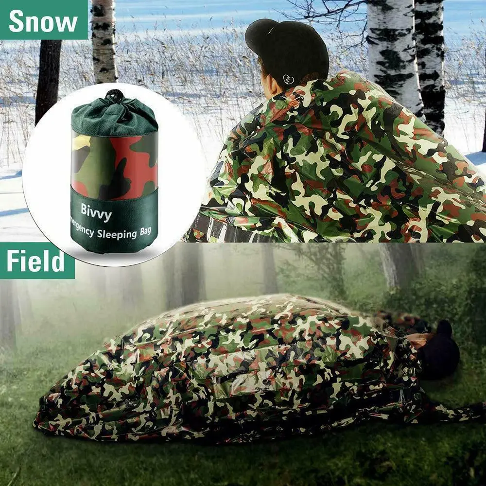 

PET Thermal Emergency Waterproof Camping Camouflage Sleeping Bag